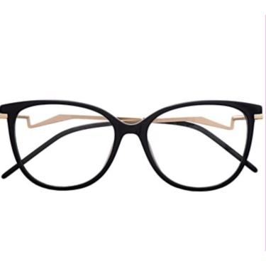 Imagem de Armação Óculos de Grau Feminina Quadrada Polonia Preta-Feminino