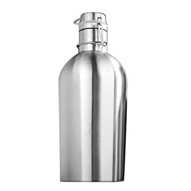 Imagem de LOVIVER Growler Cerveja Growler de aço inoxidável com tampa de balanço, mantenha fresco e frio com vedação hermética, prata - 2L