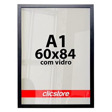 Imagem de Moldura 60X84 A1 Com Vidro e Fundo Quadro Foto Impressão Retrato Fotografia Cor:Preto