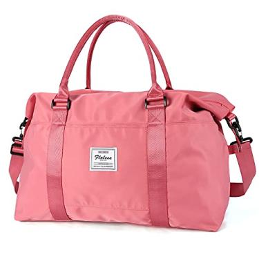 Imagem de HYC00 Bolsa esportiva de viagem, bolsa de mão para passar a noite para mulheres, bolsa esportiva de ginástica com bolso molhado, A1 - vermelho coral, Large, Bolsa de viagem