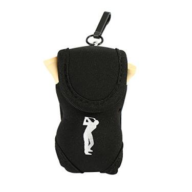Imagem de Bolsa de suporte de bola de golfe portátil de 3 cores pacote de armazenamento de cintura pequena inclui 2 bolas e 4 camisetas (azul/preto/rosa) (preto)