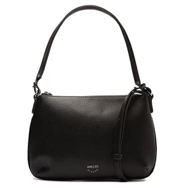 Imagem de Bolsa Feminina Arezzo Giorno Tiracolo Pequena em Couro Tecnológico Preto com Alça Destacável e Ajustável