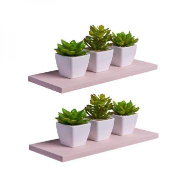 Imagem de Kit 2 Prateleiras 30 X 10cm Rosa Claro Suporte Invisível
