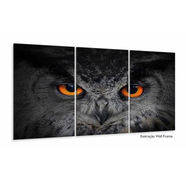 Imagem de Quadro Decorativo Coruja 3 partes 120x60 em tecido