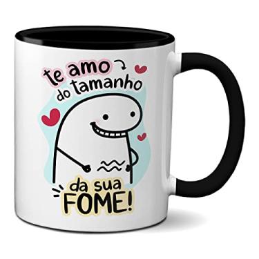 Imagem de Caneca Flork Namorados Fofos Te Amo Do Tamanho Da Sua Fome (Preta)