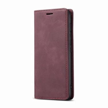 Imagem de para iphone 11 pro max capa de couro flip magnético carteira de telefone bolsa para iphone 11 11pro coque, vinho tinto, para iphone 11