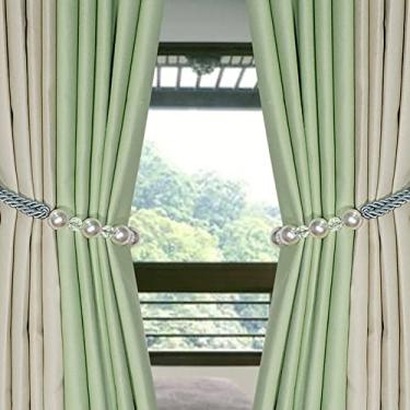 Imagem de peça acessórios para ataduras para ataduras para cortinas suporte para cortinas fivela corda para decoração de casa, azul claro, 1 peça