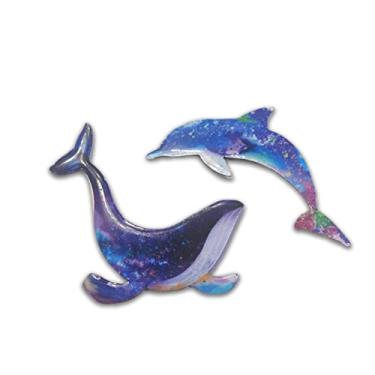 Imagem de (Pacote com 2) Protetor de tela magnético de baleia e golfinho para porta deslizante ímã de porta de tela Lanai Ímãs resistentes com acabamento brilhante
