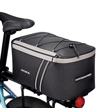 Imagem de JXFUKAL Bolsa traseira para bicicleta com capa de chuva, 7L/9L/10L/12L impermeável para selim de bicicleta, bolsa para ciclismo, bolsa de bagageiro com refletor e cabo ajustável para viagens ao ar livre