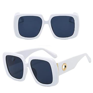 Imagem de Óculos de sol quadrados grandes leopardo feminino designer de moda buraco redondo sexy grande óculos de sol masculino óculos de sol de luxo ao ar livre, branco preto, tamanho único