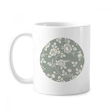 Imagem de Caneca de cerâmica com ilustração de flor rosa de folha cerâmica xícara de porcelana de café