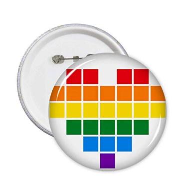 Imagem de Arco-íris gay lésbica pequena caixa coração alfinetes LGBT crachá botão emblema decoração acessório 5 peças
