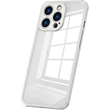 Imagem de HOUCY Capa compatível com iPhone 13 Pro com 1 pacote de protetor de tela de vidro temperado, capa de telefone antiarranhões de TPU macio fino à prova de choque (Cor: branco, Tamanho: para iphone13Pro)