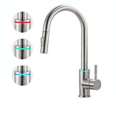 Imagem de Torneiras de cozinha preta de alça única, torneira de cozinha removível, de orifício único, giratória, 360 graus, torneira misturadora de água, O