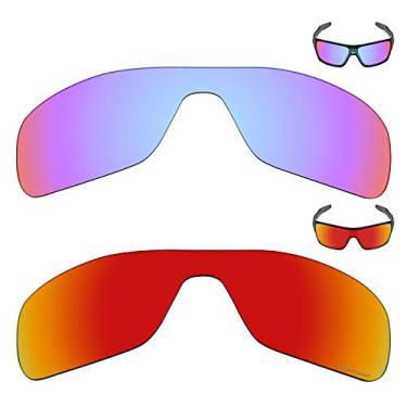 Imagem de Mryok+ 2 pares de lentes polarizadas de substituição para óculos de sol Oakley Turbine Rotor – Rosa Cobalto/Vermelho Fogo