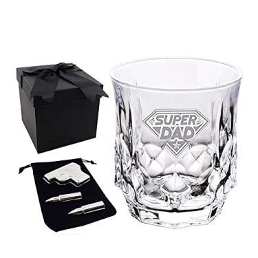 Imagem de Osci-Fly Presente de Natal para papai, Superdad feito à mão, copo de vidro de uísque gravado, conjunto de presentes