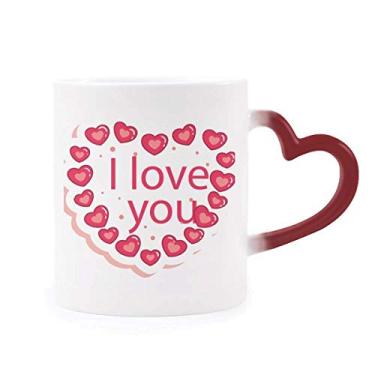 Imagem de Caneca sensível ao calor Dia dos Namorados Rosa Coração I Love You Caneca vermelha muda de cor