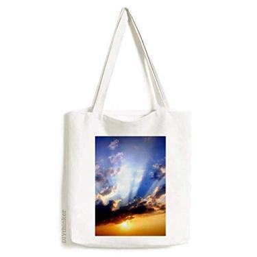 Imagem de Blue Orange Sky Clouds Art Deco Gift Fashion Tote Canvas Bag Shopping Satchel Casual Bolsa