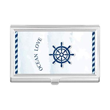 Imagem de Carteira de bolso para cartão de visita azul Marinho Amor Oceano da Rudder