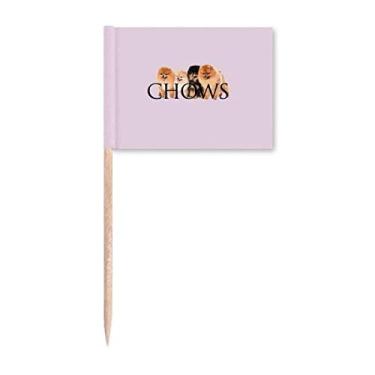 Imagem de Chow Chinês Pet Hair Art Deco, presente moderno com bandeiras de palito de dente, enfeite de festa