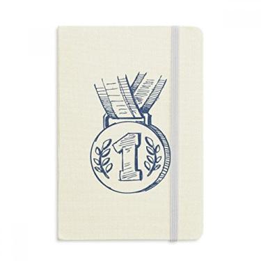 Imagem de Caderno de medalha de campeonato de futebol azul oficial de tecido capa dura diário clássico