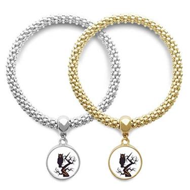 Imagem de DIYthinker Pingente de coruja com olhos de árvore para amante do Dia das Bruxas, joia para presente de casal