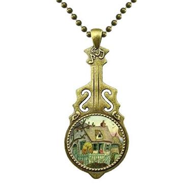 Imagem de Miaoji Colar com pintura em aquarela de gato no centro da cidade, joia antiga com pingente de música