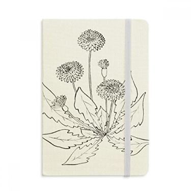 Imagem de Caderno de flores brancas e pretas de dente-de-leão com capa dura em tecido oficial diário clássico