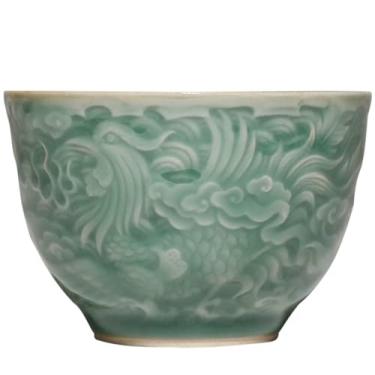 Imagem de PAYNAN Tigela de chá de cerâmica com padrão de dragão de 85 ml xícara de chá Kung Fu para uso doméstico, conjunto de chá