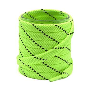 Imagem de Cadarços de sapato Shoemate para tênis e sapatos esportivos com 4 agulhas de sapatos, 17 Neon Green/Black, 36"(91cm)