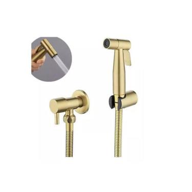 Imagem de Ducha Higiênica Dourada 1/4 Volta Luxo Gatilho Inox 304