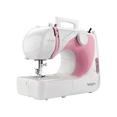 Imagem de Máquina de Costura Futura Elgin JX-2040 Portátil 10 pontos Branca e Rosa 220V
