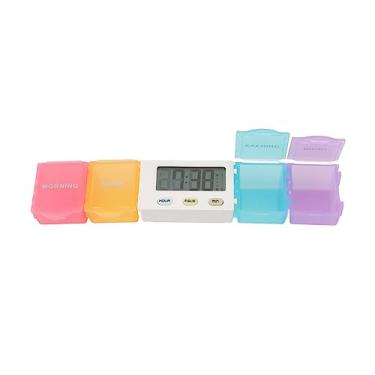 Imagem de Caixa Organizadora De Comprimidos, Caixa De Armazenamento De Medicamentos Semanais De 7 Dias Organizador Diário De Comprimidos Com Lembrete De Temporizador Caixa De Comprimidos(4 grids)