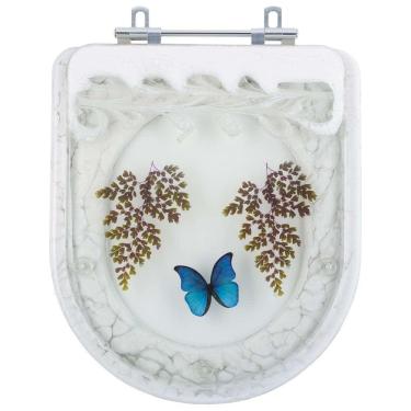 Imagem de Assento Sanitário Poliester Decorado Firenze Branco com Borboleta para Vaso Icasa