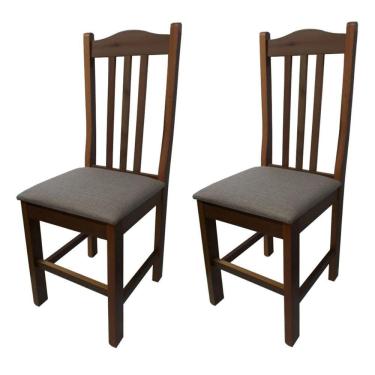 Imagem de Conjunto 2 Cadeiras Em Madeira Acento Estofado Mdf Carvalho Linho 35