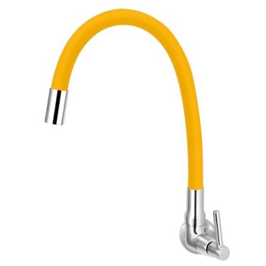 Imagem de Torneira Para Cozinha De Parede Tubo Gourmet Colorido 1/4v. Cor:Amarelo