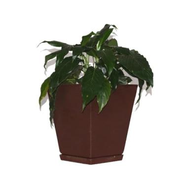Imagem de Vaso Planta Decorativo Jardim Polietileno Coluna Quadrada 22X28 Cor:Marrom