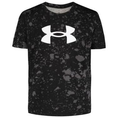 Imagem de Under Armour Camiseta masculina clássica com logotipo, estampa de marca de palavras e designs de beisebol, gola redonda, Estampa antracite, 4