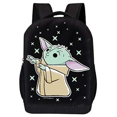 Imagem de STAR WARS MOCHILA MANDALORIAN PRETA 45,7 cm Bolsa acolchoada de malha de ar, A criança e as estrelas, 18 x 12 x 6, Laptop