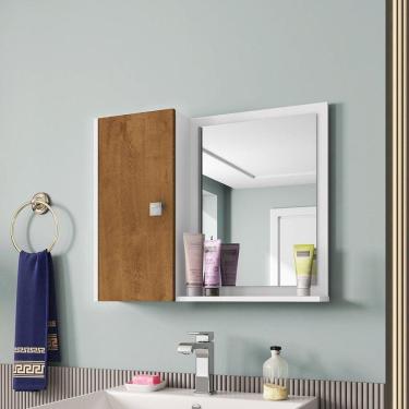 Imagem de Espelheira para Banheiro 1 Porta Gênova Móveis Bechara Branco/Marromlle