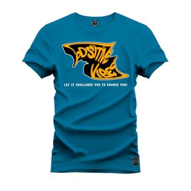 Imagem de Camiseta Plus Size T-Shirt 100% Algodão Estampada Durável Lostimile Azul G5
