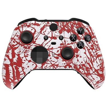 Imagem de eXtremeRate Capa de placa frontal com estampa de sangue, capa frontal de toque macio kit de substituição para Xbox One Elite Series 2, Xbox Elite 2 Core Controller modelo 1797 - Anéis de destaque incluídos