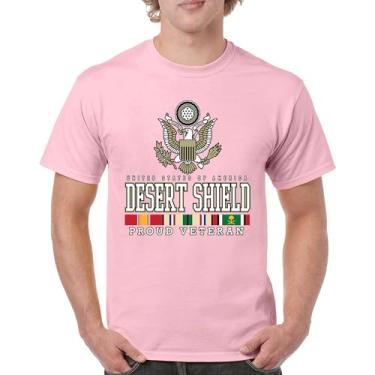 Imagem de Camiseta masculina Desert Shield Proud Veteran Army National Guard Operation Valor Served DD 214 Patriotic, Rosa claro, M