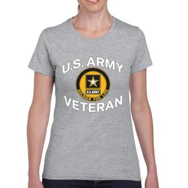 Imagem de Camiseta US Army Veteran Soldier for Life Military Pride DD 214 Patriotic Armed Forces Gear Licenciada, Cinza, 3G