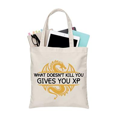 Imagem de BDPWSS DND Tote Bag RPG Gamer Gift Dungeon Master Gift What Doesn't Kill You Gives You XP D20 Dice RPG Gaming Gift, Dá a você Xp Tg, Large