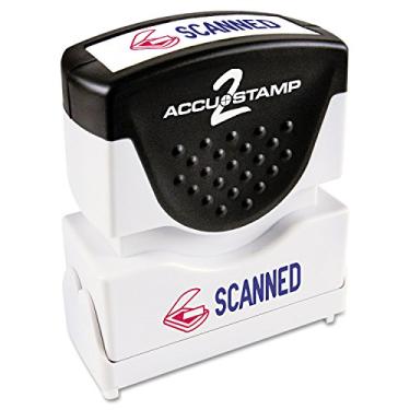 Imagem de Carimbo de mensagem pré-tinta Acc-Stamp2®, 'digitalizado', azul/vermelho
