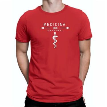 Imagem de Camiseta Faculdade Curso de Medicina Masculina,estampas exclusivas (BR, Alfa, G, Regular, Vermelho Vintage)