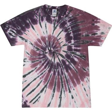 Imagem de Colortone Camisetas de manga curta tie dye 100% algodão reativo para homens e mulheres, Cola cereja, M