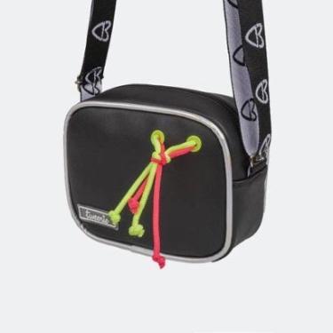 Imagem de Bolsa Tiracolo Tweenie com Cordão Colorido Preta e Prata 174-Feminino