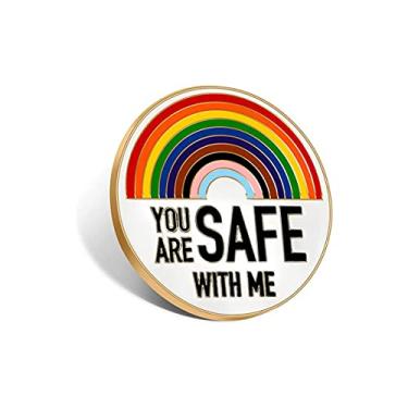 Imagem de YOU ARE SAFE WITH ME, broche esmaltado com letras arco-íris, broche de enfermeira, médico, alfinete, roupas, mochila, chapéu, decoração, crachá, joias divertidas, Cobre, Cobre